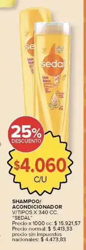 Carrefour Market Sedal shampoo/ acondicionador v/tipos oferta