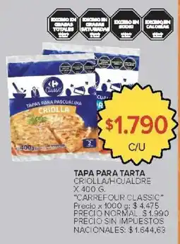 Carrefour Market Carrefour classic tapa para tarta criolla/hojaldre oferta