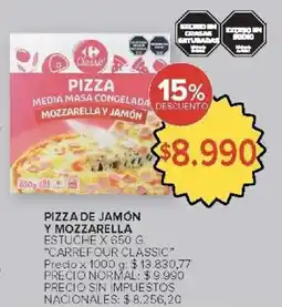 Carrefour Market Carrefour classic pizza de jamón y mozzarella estuche oferta