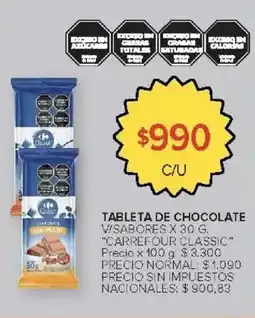 Carrefour Market Carrefour classic tableta de chocolate v/sabores oferta