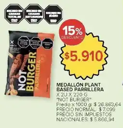 Carrefour Market Not burger medallón plant based parrillera oferta