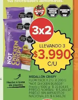 Carrefour Market Not chicken burger medallón crispy flow pack oferta