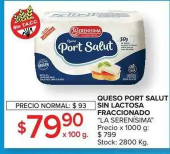 Carrefour Market Queso Port Salut Sin Lactosa Fraccionado La Serenísima oferta