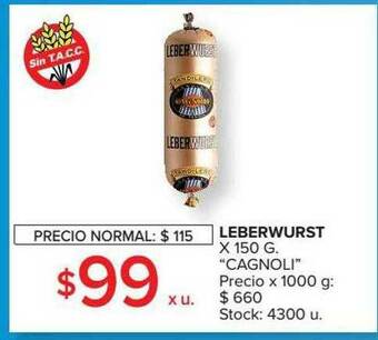 Carrefour Market Leberwurst Cagnoli oferta