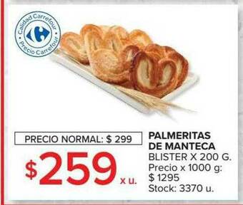 Carrefour Market Palmeritas De Manteca Blister oferta