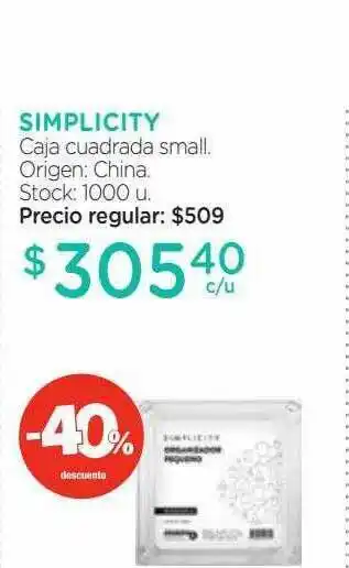 Farmacity Simplicity Caja Cuadrada Smalll -40% Descuento oferta
