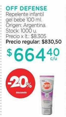 Farmacity Off Defense Repelente Infantil Gel Bebe -20% Descuento oferta
