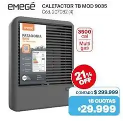 Naldo Lombardi Patagonia - calefactor tb mod 9035 cód. 207082 oferta