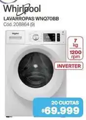 Whirlpool - lavarropas wnq70bb cód. 208864