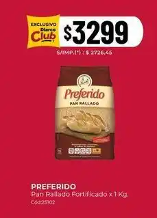 Diarco Preferido - pan rallado fortificado x 1 kg oferta
