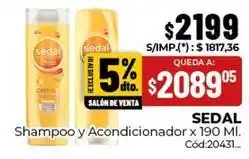 Diarco Sedal - shampoo y acondicionador oferta