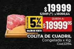 Diarco X$ - colita de cuadril congelada x kg. cód:22194 oferta