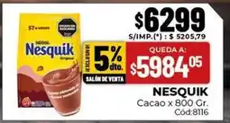 Diarco Nesquik - cacao x 800 gr oferta