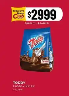 Diarco Toddy - cacao x 360 gr. cód:12131 oferta