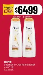 Diarco Dove - shampoo y acondicionador x 400 ml. cód:20463 oferta
