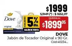 Diarco Dove - jabón de tocador original cód:40234 oferta