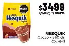 Diarco Nesquik - cacao x 360 gr. cód:4942 oferta