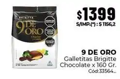 Diarco 9 de oro - 9 de oro galletitas brigitte chocolate x 160 gr. cód:33564 oferta