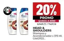 Diarco Head & shoulders - shampoo y acondicionador x 375 ml. cód:21122 oferta