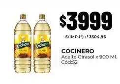Diarco Cocinero - aceite girasol x 900 ml. cód:52 oferta