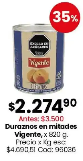 Coto Vigente duraznos en mitades oferta