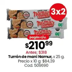 Coto Namur turrón de maní oferta