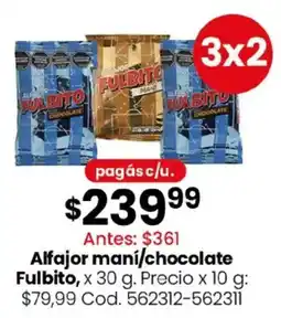 Coto Fulbito alfajor maní/chocolate oferta