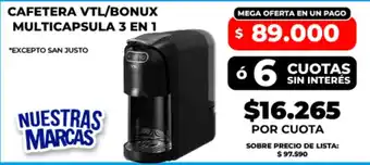 Supermayorista Vital Cafetera vtl/bonux multicapsula 3 en 1 oferta