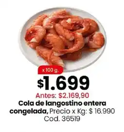 Coto Cola de langostino entera congelada oferta
