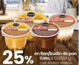 Coto Coto en flan/budín de pan oferta