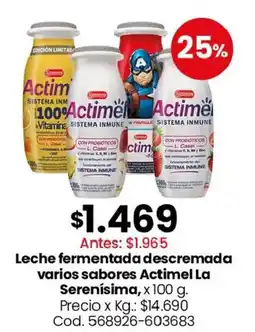 Coto La serenísima leche fermentada descremada varios sabores actimel oferta