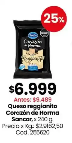 Coto Sancor queso reggianito corazón de horma oferta