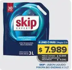 Carrefour Maxi Skip - jabon liquido p/ropa bio enzimas x 3 lt oferta