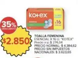 Carrefour Market Kotex - toalla femenina esencial oferta