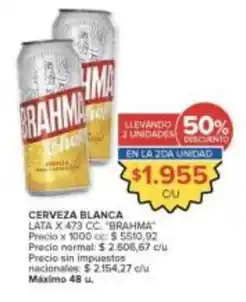 Carrefour Market Brahma - cerveza blanca lata oferta