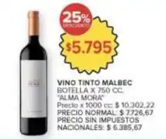 Carrefour Market Alma mora - vino tinto malbec oferta