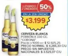 Carrefour Market Corona - cerveza blanca porrón x 330 cc oferta