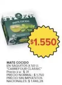 Carrefour Market X$ - mate cocido en saquitos oferta