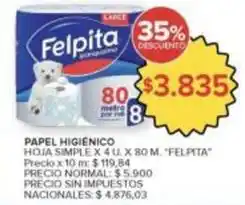 Carrefour Market Felpita - papel higiénico hoja simple oferta