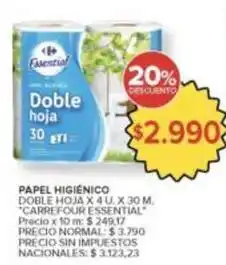 Carrefour Market X$ - papel higiénico doble hoja oferta
