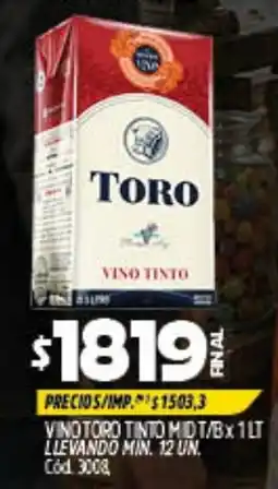 Supermercados Yaguar Toro vino tinto midt/b oferta