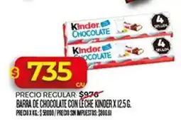 Supermercados DIA Kinder - barra de chocolate con leche oferta