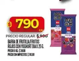 Supermercados DIA X$ - barra de frutilla/frutos rojos con yoghurt dia oferta