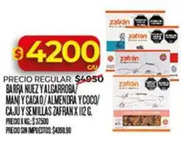 Barra nuez y algarroba, maní y cacao, almendra y coco, cajú y semillas