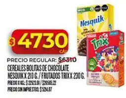Supermercados DIA Nesquik - cereales bolitas de chocolate / frutados oferta
