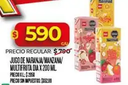 Supermercados DIA Dia - jugo de naranja/manzana/multifruta oferta