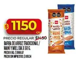 Supermercados DIA Dia - barra de arroz tradicional mani y miel oferta