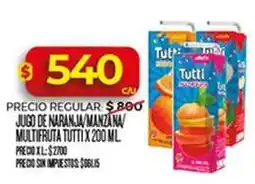 Supermercados DIA Tutti - jugo de naranja/manzana/multifruta oferta