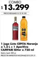 Disco X$ - jugo cepita naranja + aperitivo campari bitter oferta