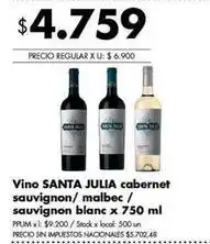 Disco Santa julia - vino cabernet sauvignon/ malbec / sauvignon blanc oferta